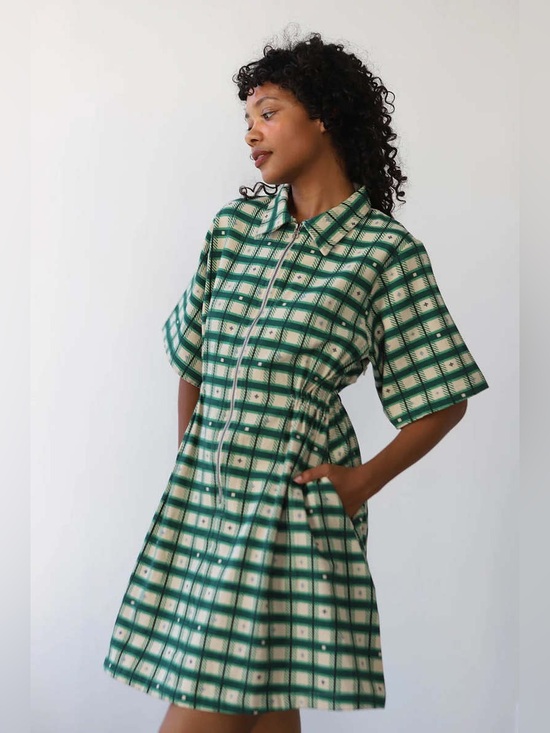 Noble Dresses & Skirts - Noble Utility Dress Plaid Mini Dress Green & Tan Medium